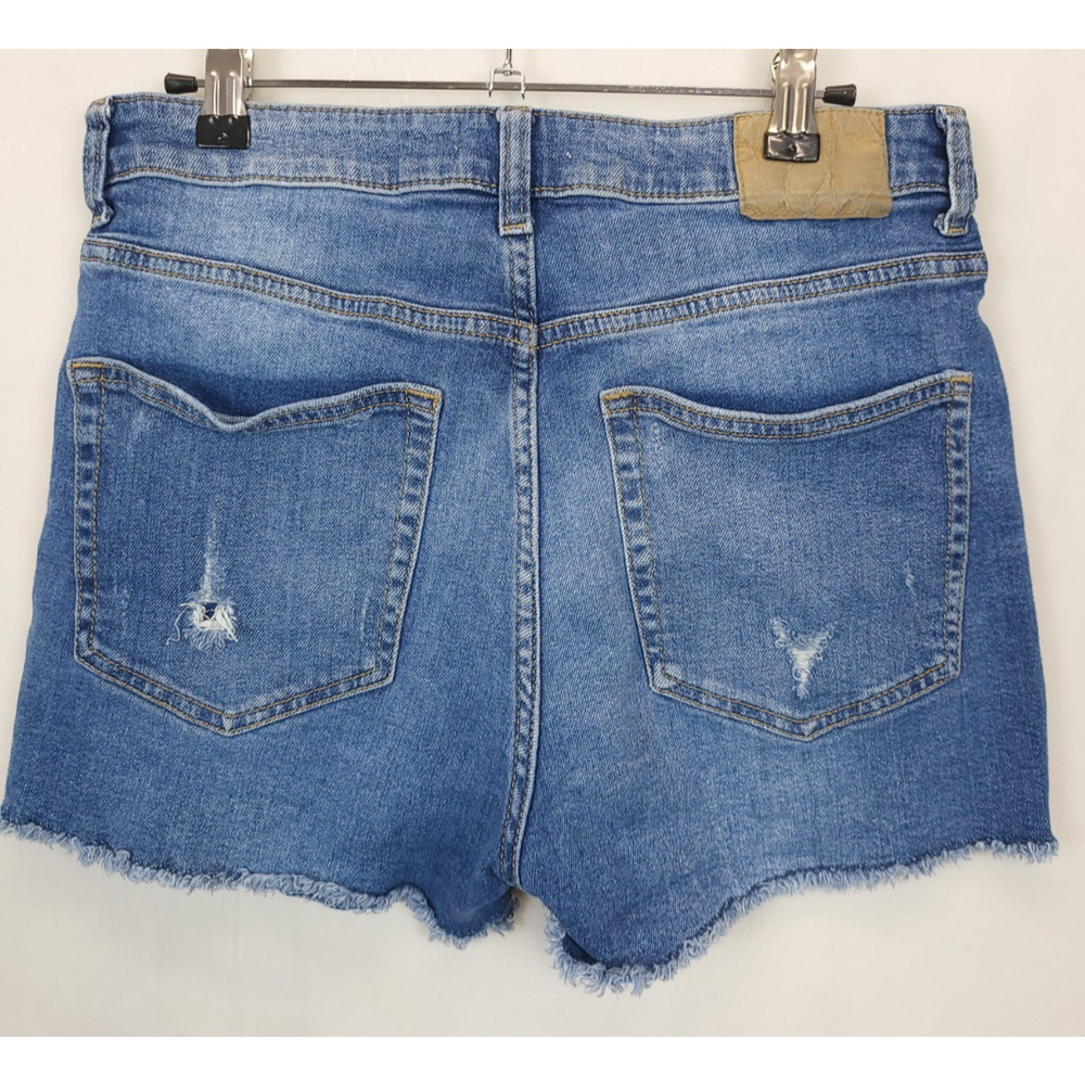 H&M Denim Shorts Cut Off Frayed Hem Women 8 / 2.5 Blue Hot Pants Beach Summer - Picture 2 of 10